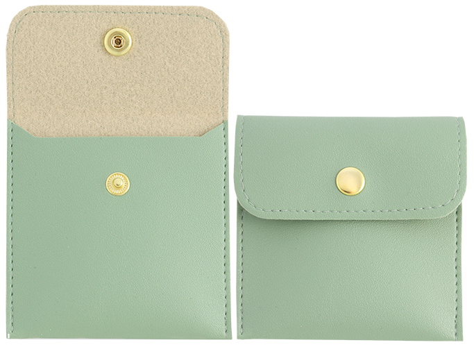 Green faux leather pouch